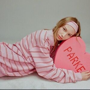 Parke Valentines sweetheart striped mock neck and headband/ scrunchie set